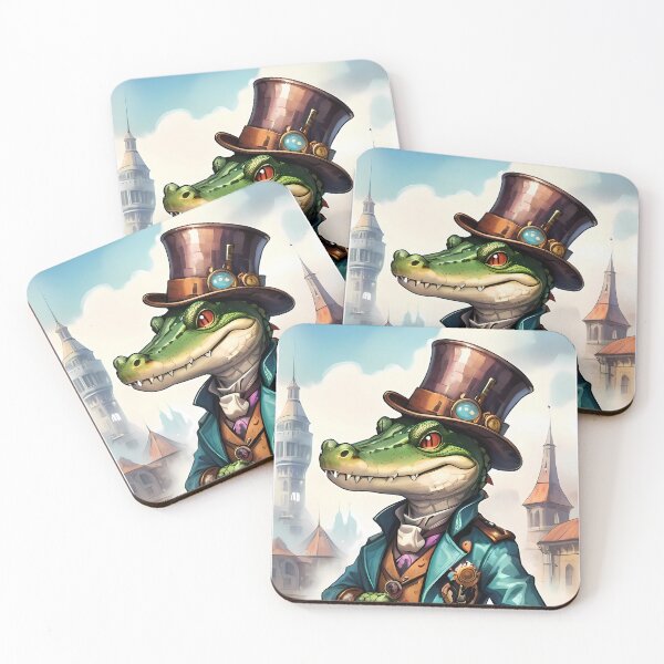 Item preview, Top-Hatted Sentinel: Steampunk Crocodile in the River City designed and sold by SCBlend.