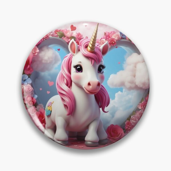 Item preview, Baby Unicorn on a Pink Background with Heart-Shaped Flowers designed and sold by sweet6dreams.