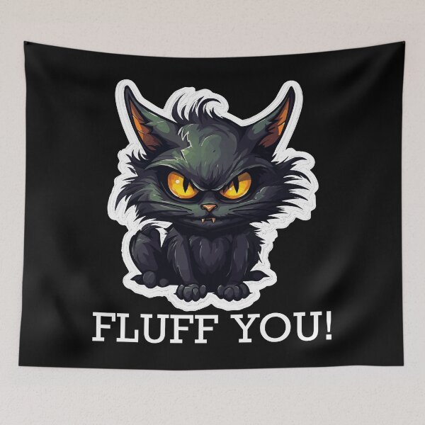 Item preview, Baby Black Cat - Fluff You (White Lettering) designed and sold by VelvetRoom.