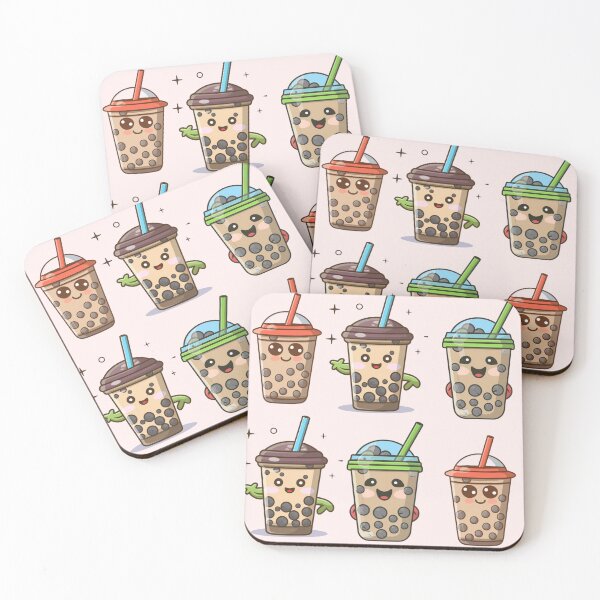Artikelvorschau, Kawaii lächelndes Bubble Tea-Muster entworfen und verkauft von PatternInArt.