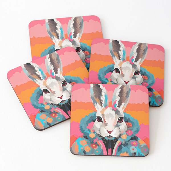 Item preview, Colorful Rabbit in Floral Coat Animal Portrait designed and sold by GulDesignCo.