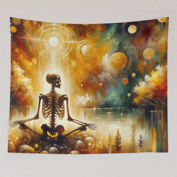 Item preview, Contemplative Skeleton - Abstract Yoga Reflection Art designed and sold by ElLocoMus.