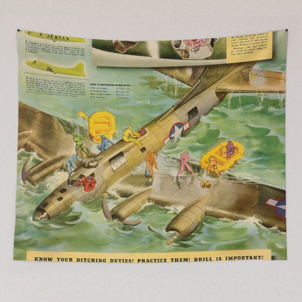 Item preview, Vintage WWII B-17 Emergency Ditching Procedure Poster  designed and sold by Very Peculiar.