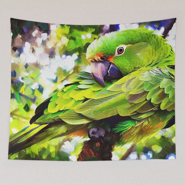 Item preview, Macaw green parrot in the jungle designed and sold by Travelways.