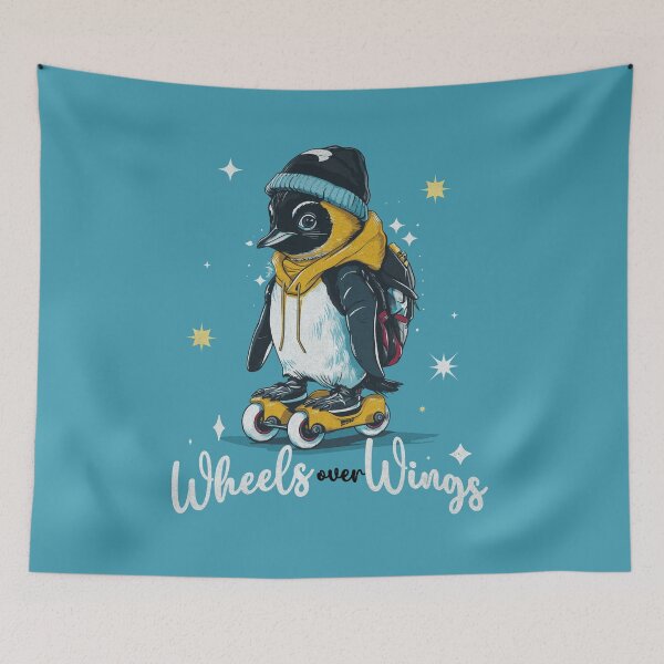 Item preview, Skateboard Penguin - Wheels Over Wings Design designed and sold by Sir Meow Meow.