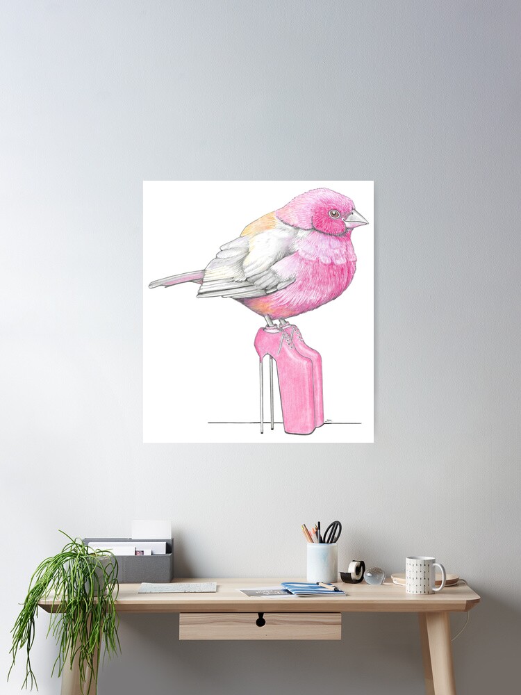 Thumbnail 2 of 3, Poster, Firefinch in Very High Heels designed and sold by JimsBirds.