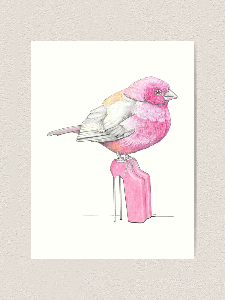 Thumbnail 1 of 3, Art Print, Firefinch in Very High Heels designed and sold by JimsBirds.