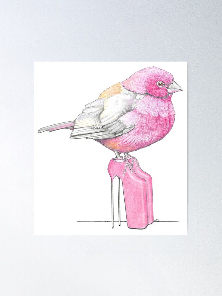 Thumbnail 1 of 3, Poster, Firefinch in Very High Heels designed and sold by JimsBirds.