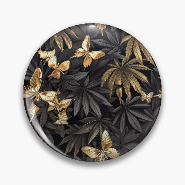 Item preview, Gold Butterflies and Cannabis Weed Leaves Seamless Pattern designed and sold by MedicatedMedusa.