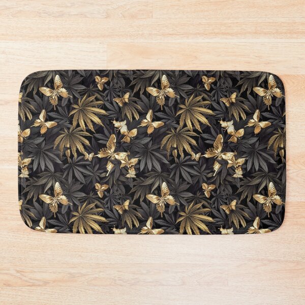 Item preview, Gold Butterflies and Cannabis Weed Leaves Seamless Pattern designed and sold by MedicatedMedusa.
