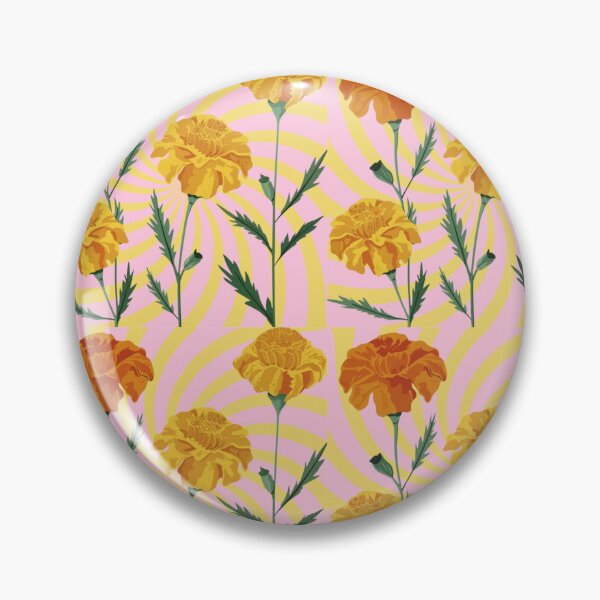 Item preview,  Orange and Yellow Marigold Flowers Pattern on Retro Swirl designed and sold by PatternInArt.