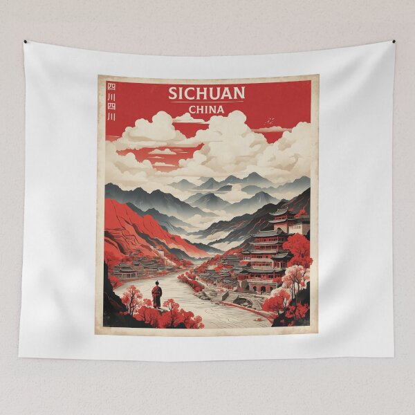 Item preview, Sichuan China Vintage Poster Tourism  designed and sold by TravelersGems.