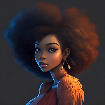 Aperçu de l'œuvre une belle femme noire avec ses cheveux afro en animation 2d de VisionaryV2
