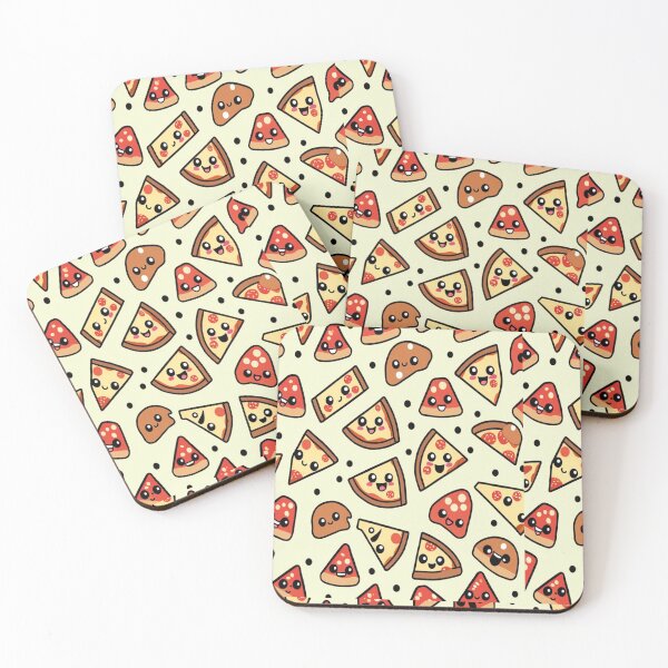 Item preview, Kawaii Smiling Pizza Slice Pattern designed and sold by PatternInArt.