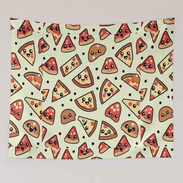 Item preview, Kawaii Smiling Pizza Slice Pattern designed and sold by PatternInArt.