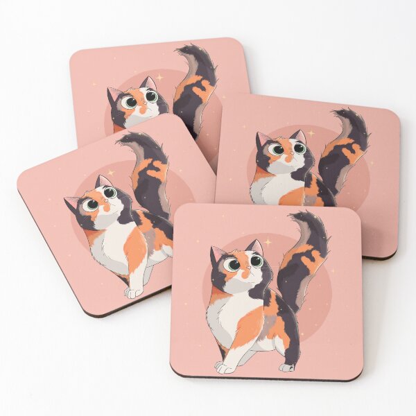 Aperçu de l'œuvre Chat Calico fond rose créée et vendue par PacocaStore.