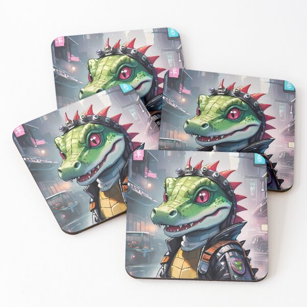 Item preview, Cityscape Serenity: Cyberpunk Crocodile Amid Neon Horizons designed and sold by SCBlend.