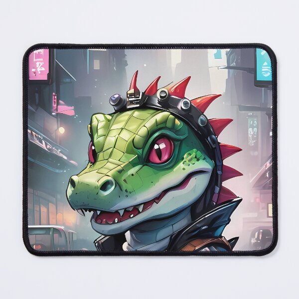 Item preview, Cityscape Serenity: Cyberpunk Crocodile Amid Neon Horizons designed and sold by SCBlend.