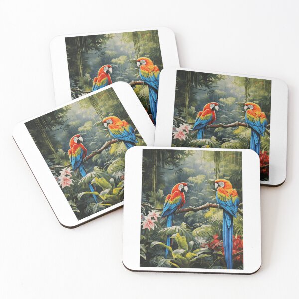Item preview, Tropical rainforest, vibrant colors, exotic birds, lush vegetation, realistic, detailed, immersive designed and sold by Similce.