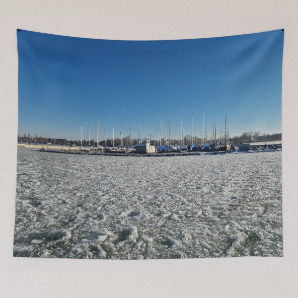 Item preview, Icy Lake with Vessels Relaxing, from Outside of the Pier designed and sold by Gaboro.