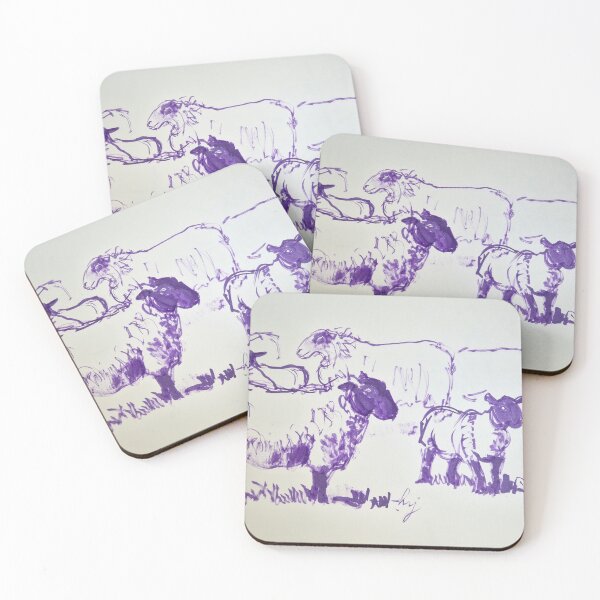 Item preview, Flock of Sheep Drawing with Violet Ink designed and sold by MikeJory.