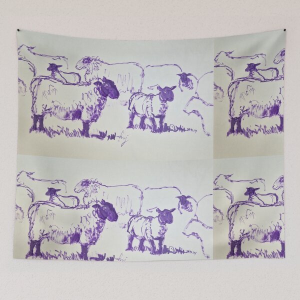 Item preview, Flock of Sheep Drawing with Violet Ink designed and sold by MikeJory.