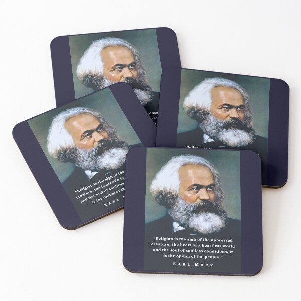 Item preview, Karl Marx portrait and quote:Religion is the sigh of the oppressed creature, the heart of a heartless world, and the soul of soulless conditions. designed and sold by artbleed.