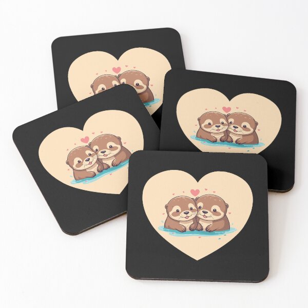 Item preview, An otters couple falling in love framed in the shape of a heart designed and sold by twisted-dot.