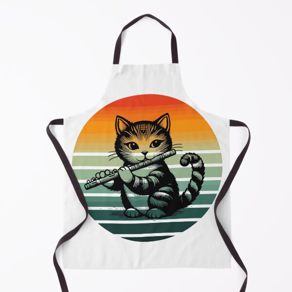 Item preview, Cat Playing Flute Retro Vintage   designed and sold by printmala.