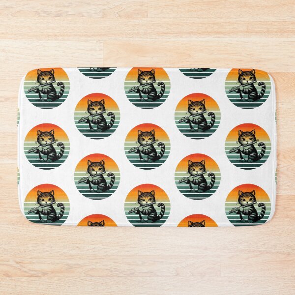 Item preview, Cat Playing Flute Retro Vintage   designed and sold by printmala.