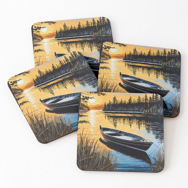 Item preview, Boat in the lake during golden hour designed and sold by filusattila.