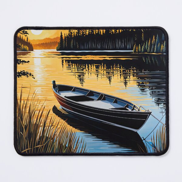 Item preview, Boat in the lake during golden hour designed and sold by filusattila.