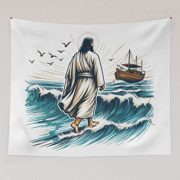 Item preview, Jesus walking on the waves of the Sea of Galilee, designed and sold by PaintMeWorld.