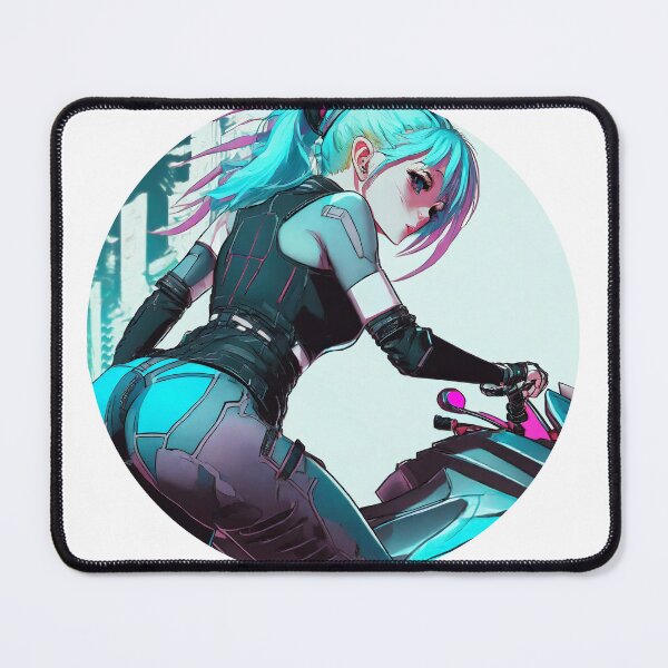 Item preview, Cyberpunk Biker Girl Getting on Motorcycle designed and sold by BADESIGNZZ.