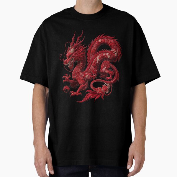 Vista previa del artículo con la obra «Dragón europeo chino rojo bordado, animal legendario», diseñado y vendido por kylmllr101684.