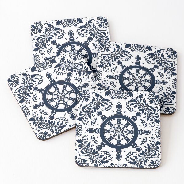 Item preview, Pirate wheel, marine, boating, damask style, boat art, steering wheel designed and sold by craftytraci.