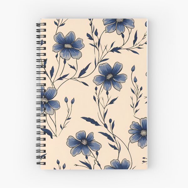 Item preview, Traditional Japanese style blue flowers in beige background designed and sold by sakurashorty.