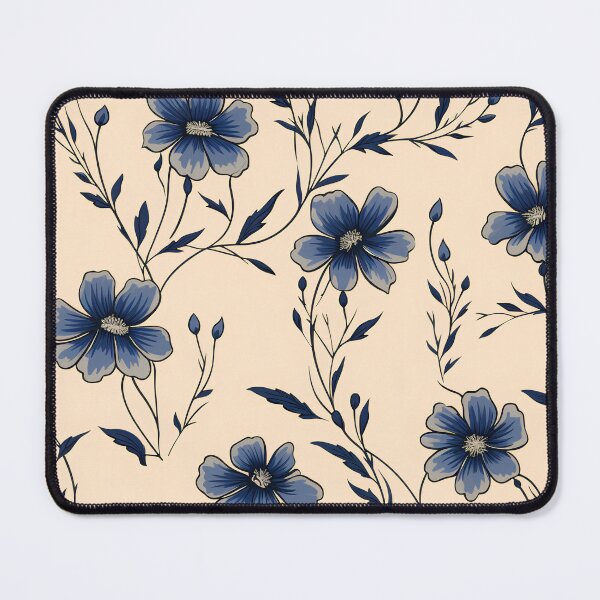 Item preview, Traditional Japanese style blue flowers in beige background designed and sold by sakurashorty.