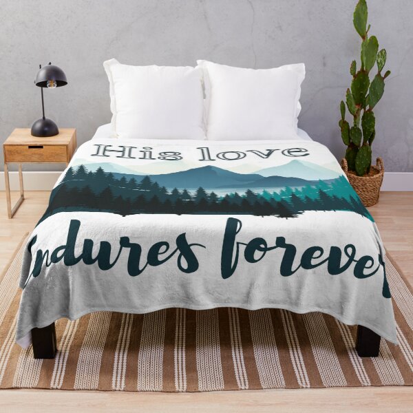 Item preview, His Love Endures Forever Bible Verse Mountain Scene designed and sold by FreedByJesus.
