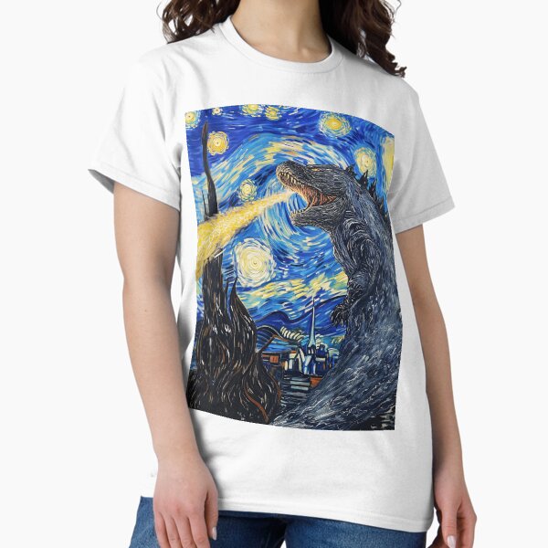 Item preview, Vincent Van Gojira, Vincent Van Goghzilla, Godzilla Destroying The Starry Night designed and sold by PrintShangri-La.