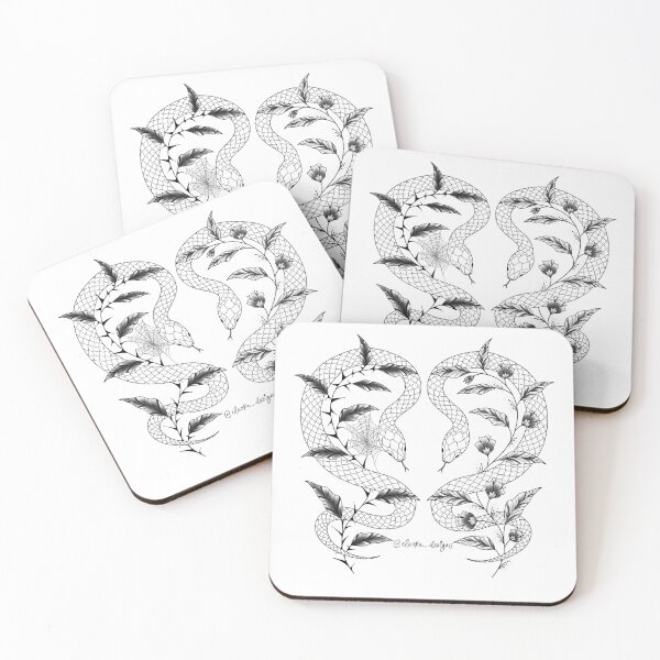 Item preview, Mirrored Snakes with Floral Adornments designed and sold by EleoraDoodles.