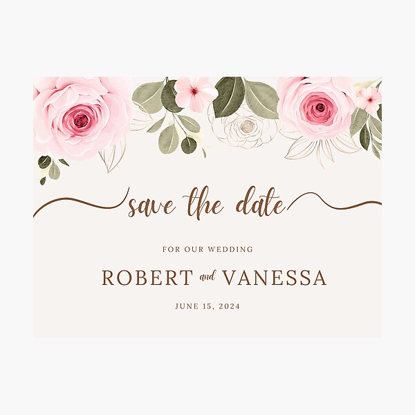 Item preview, Save The Date Wedding Announcement with names and date designed and sold by Ideas-BYDESiGN.