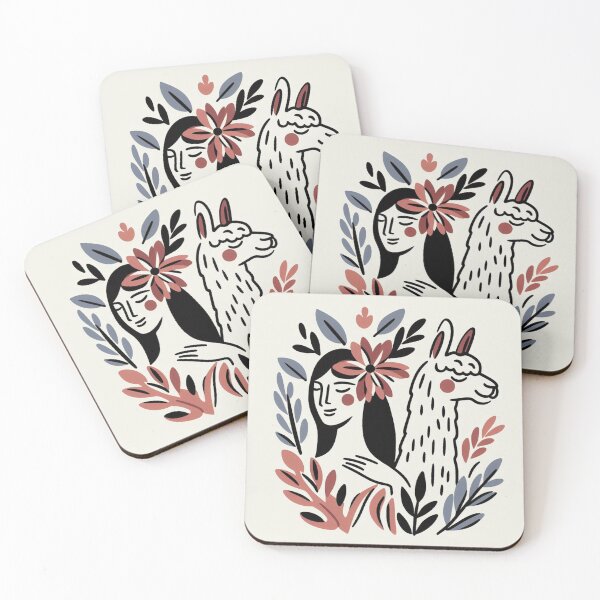 Item preview, A Woman and Llama Amidst Floral Beauty designed and sold by mYaro.
