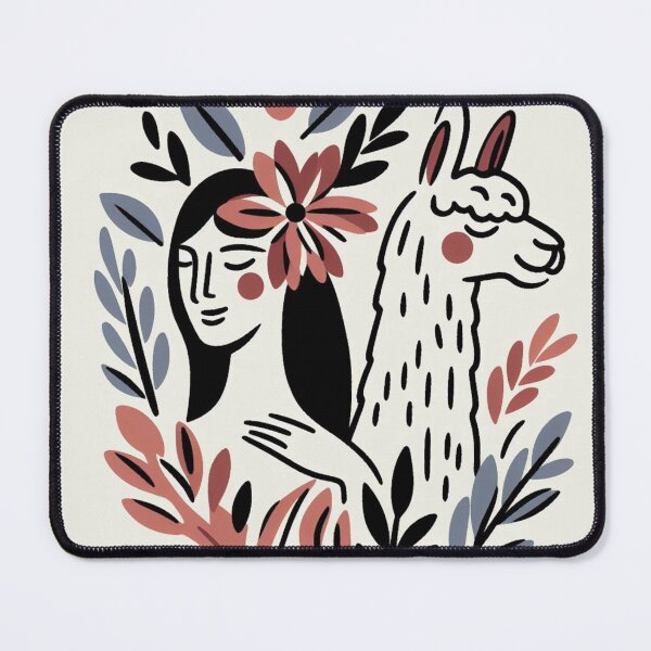 Item preview, A Woman and Llama Amidst Floral Beauty designed and sold by mYaro.