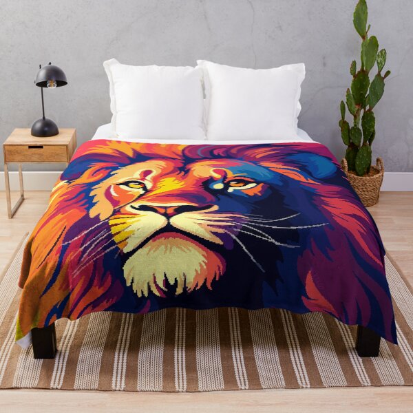 Item preview, Powerful Lion Africa Sunset Retro Pixel Art designed and sold by LVTFCOarts.
