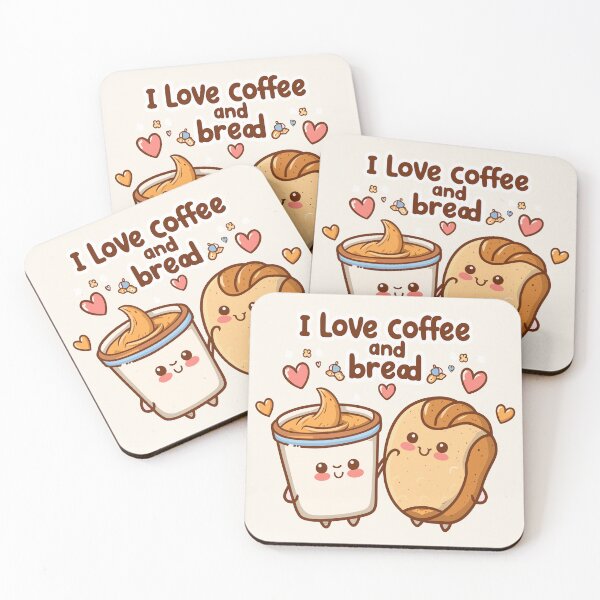 Item preview, I Love Coffee and Bread Gift For Coffee Lover designed and sold by Verycutethings.