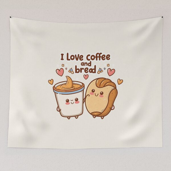 Item preview, I Love Coffee and Bread Gift For Coffee Lover designed and sold by Verycutethings.