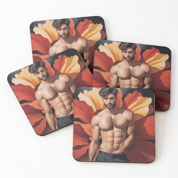Item preview, sexy guy portrait Georgia o'Keeffe inspired background 2 designed and sold by Museum Of Non-Existing Art.
