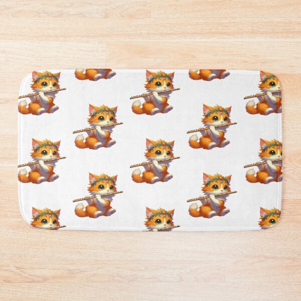 Item preview, Cute Cat Playing Flute designed and sold by printmala.