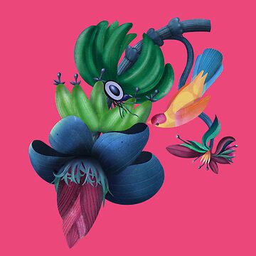 Artwork thumbnail, Banana flower & bird by istolar Pattern design & illustration